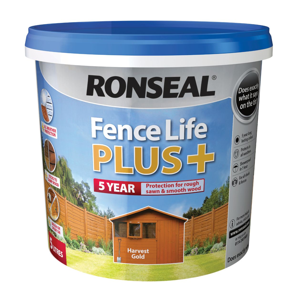 Ronseal 5L Fence Life Plus Harvest Gold