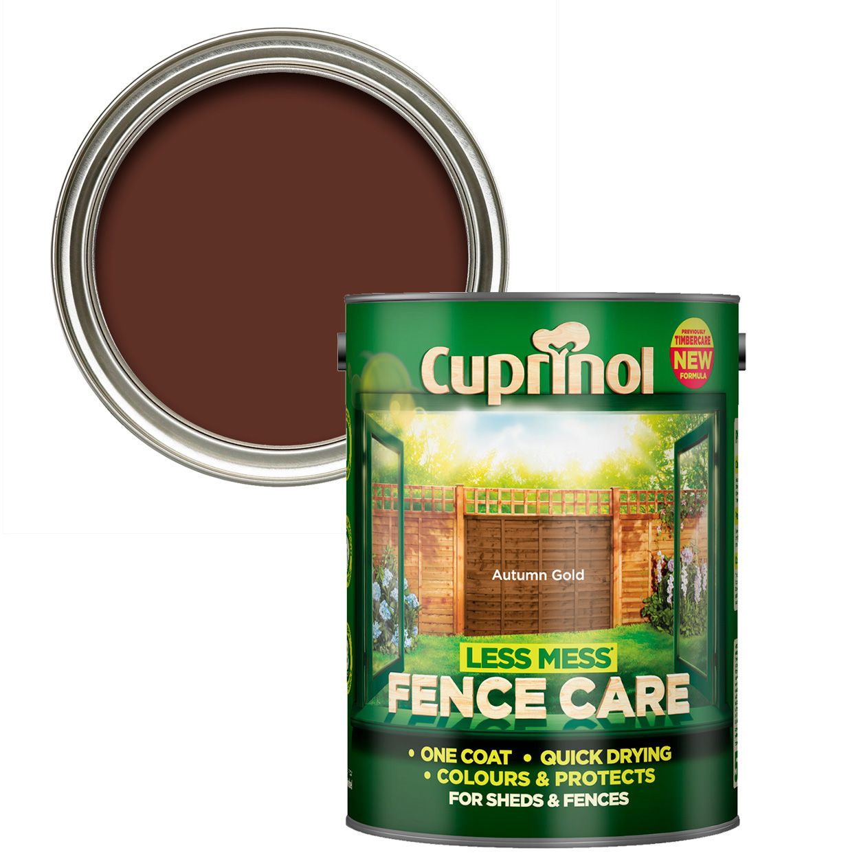 Cuprinol Less Mess Fence Care Rich Oak 5L