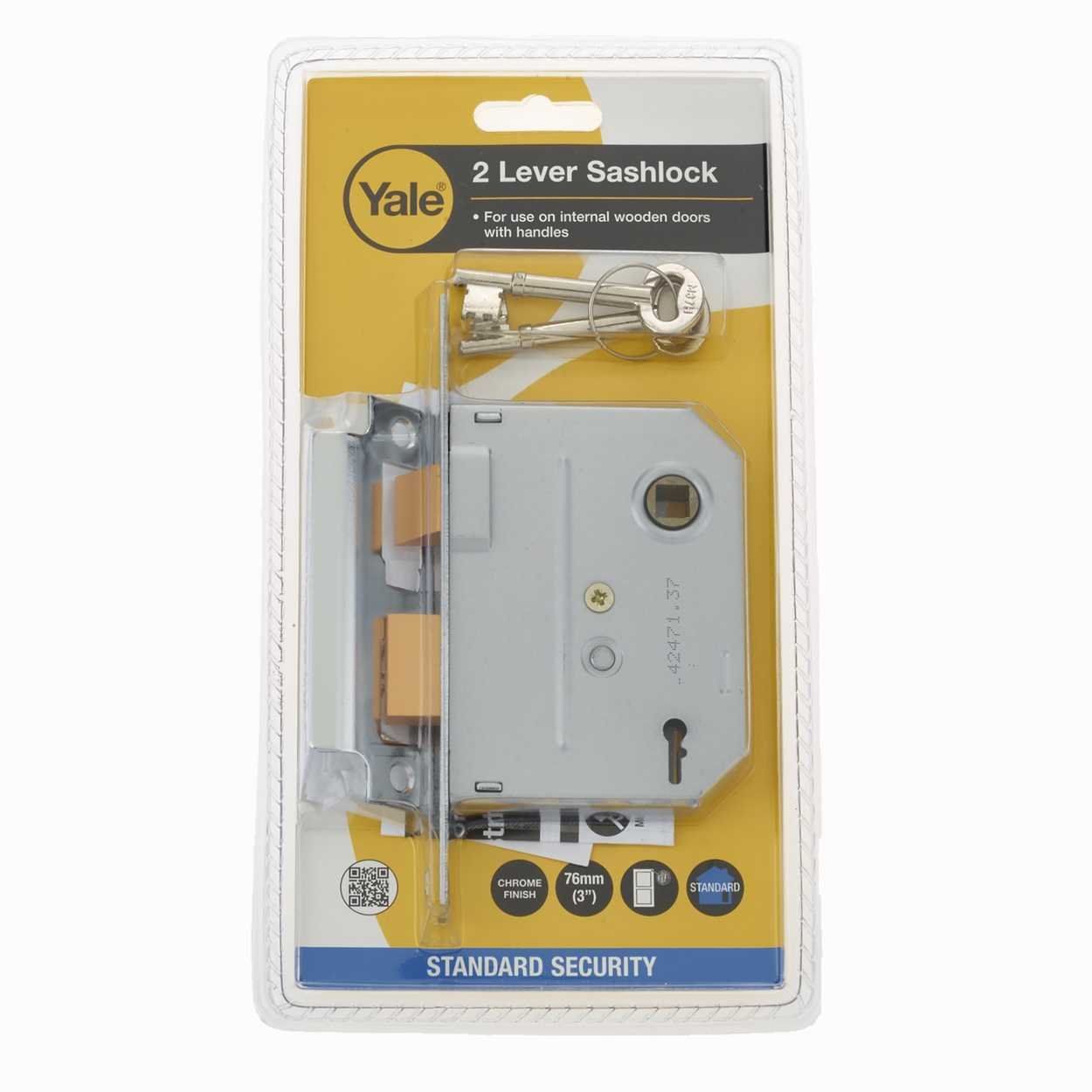 Yale 2 Lever Internal Sashlock 2.5" Chrome