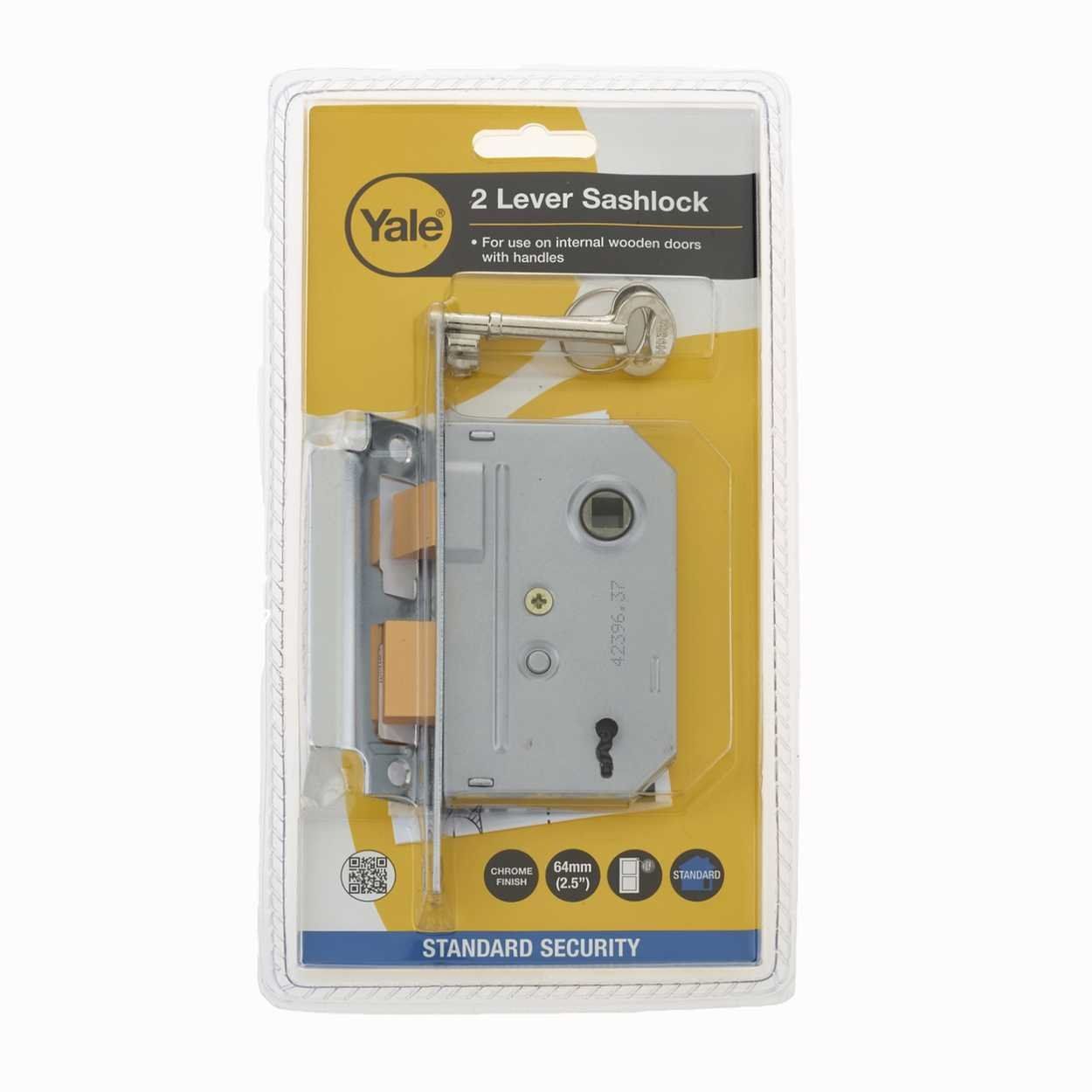 Yale 2 Lever Internal 3in Sash Lock - Chrome