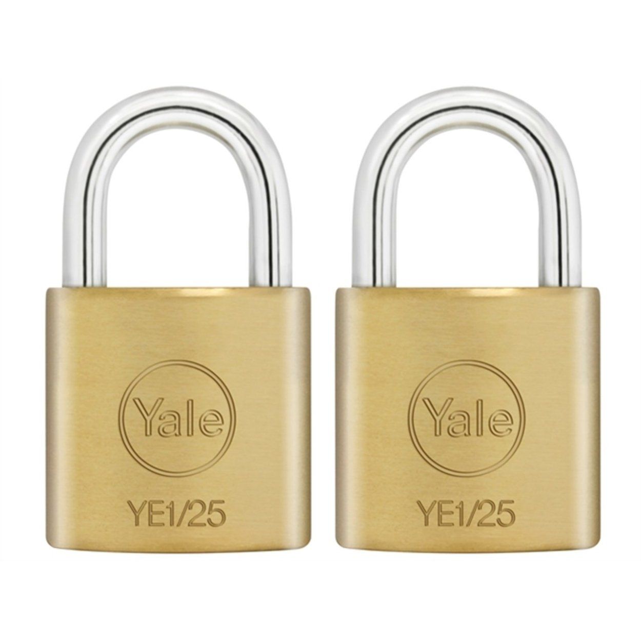 Yale 25mm Open Shackle Brass Padlock (2 Pack)