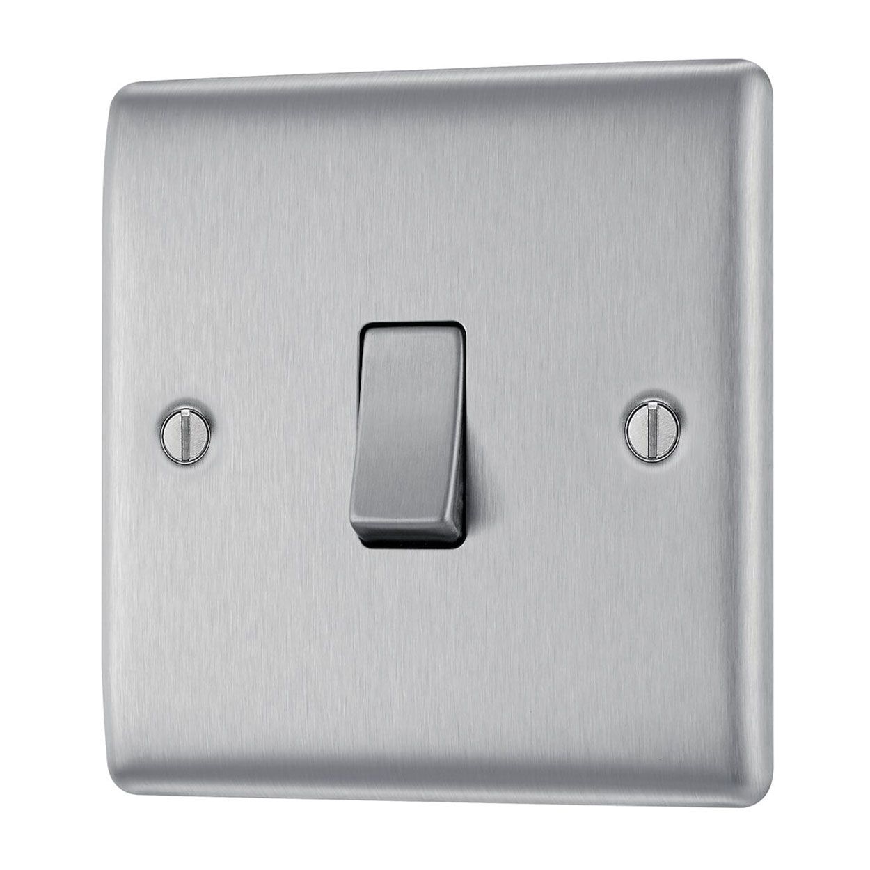 BG Brushed Steel 1 Gang Metal Switch