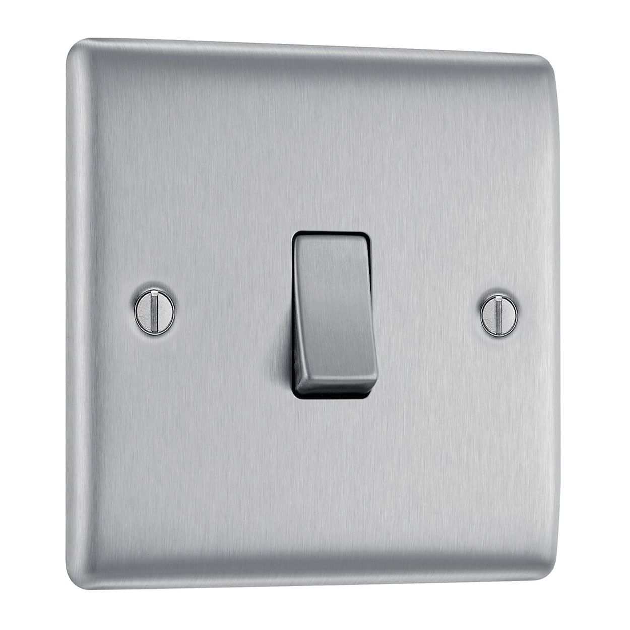 BG Brushed Steel 1 Gang Metal Switch