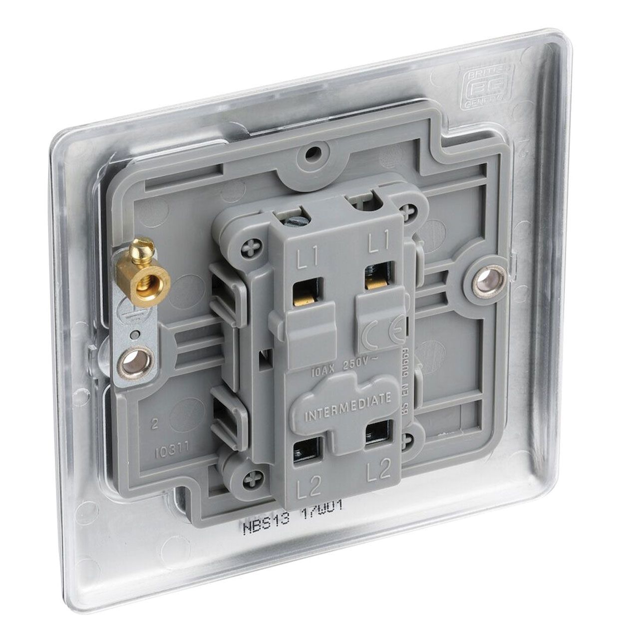BG Brushed Steel 1 Gang Metal Switch