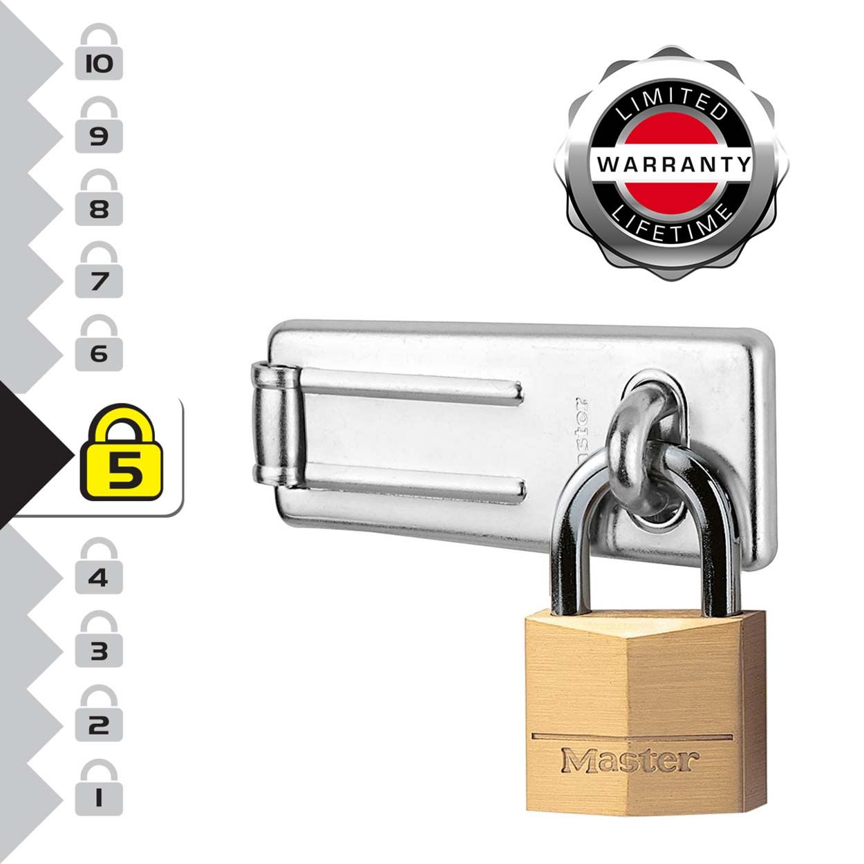 Master Lock Door Hasp and Keyed Padlock