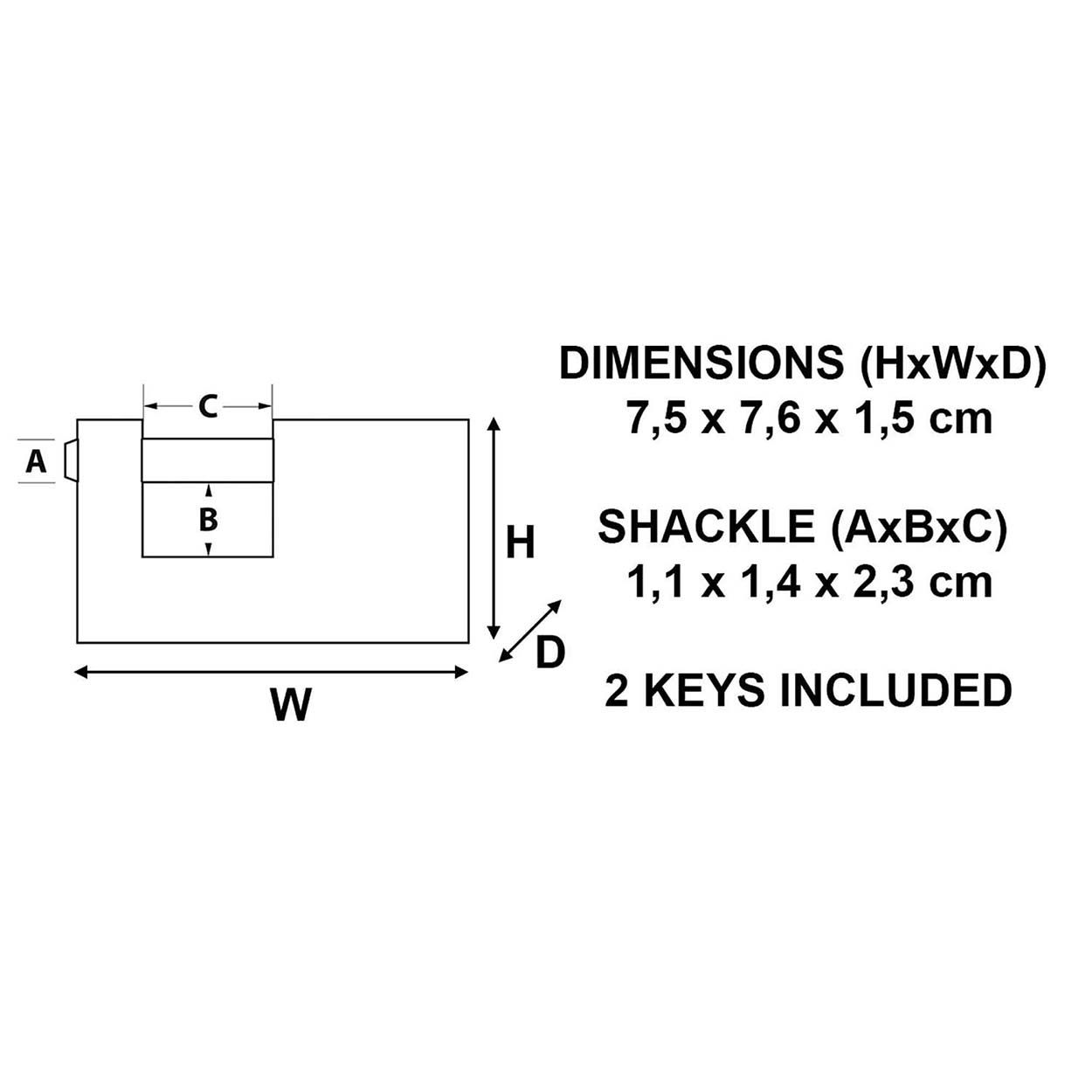 Master Lock 76mm Rectangular Keyed Padlock