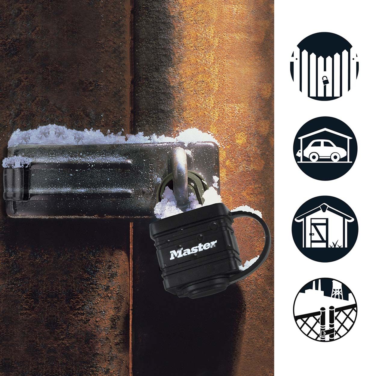 Master Lock Door Hasp and Black Keyed Padlock