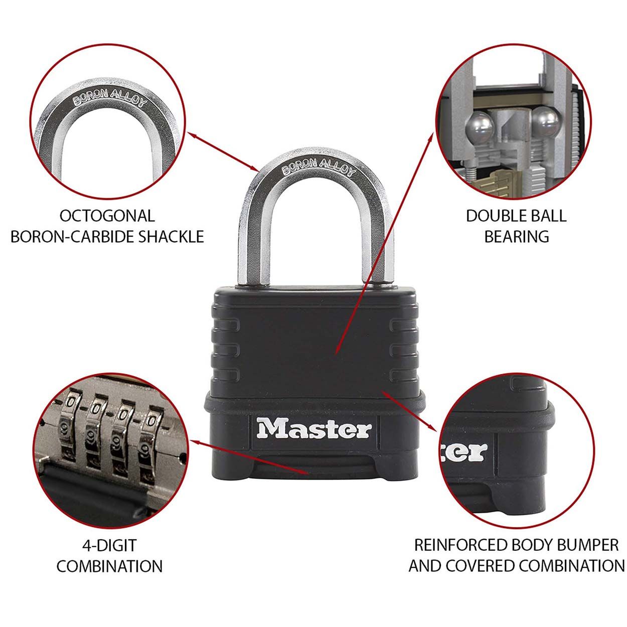 Master Lock Excell 57mm Heavy Duty Black Padlock