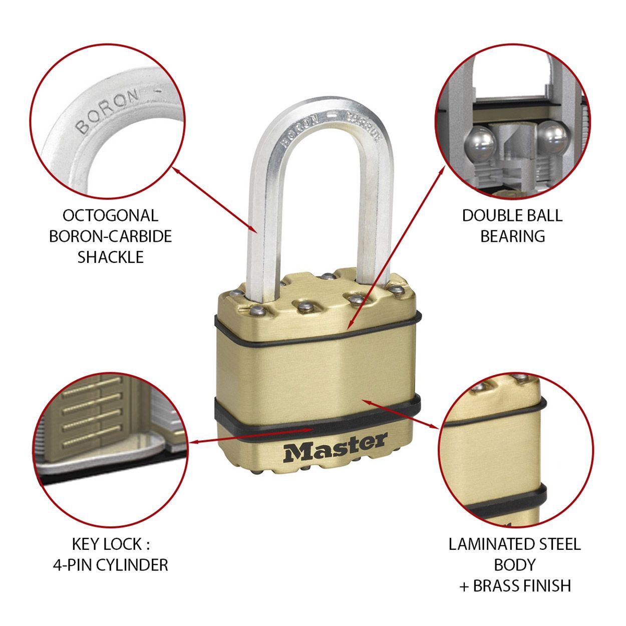Master Lock Excell 45mm Brass Finish Padlock