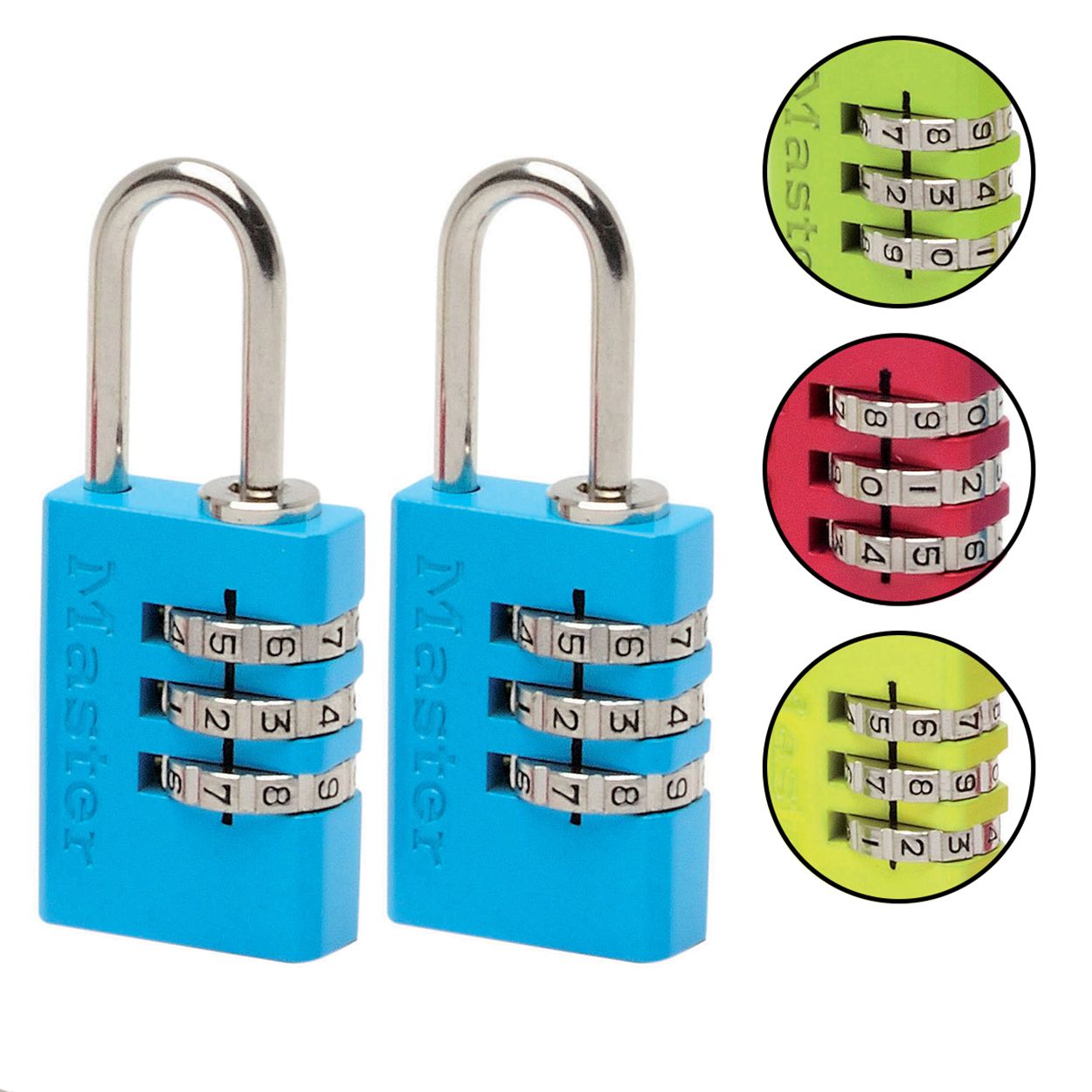 Master Lock 20mm Coloured Combination Padlock - Twin Pack