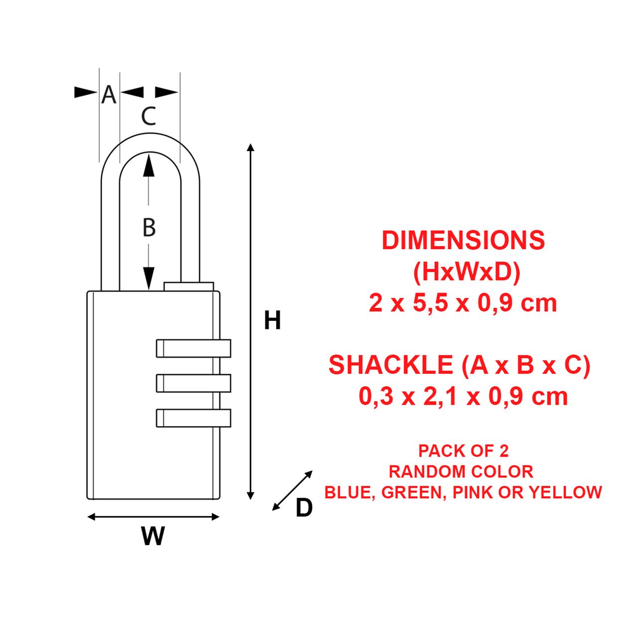 Master Lock 20mm Coloured Combination Padlock - Twin Pack