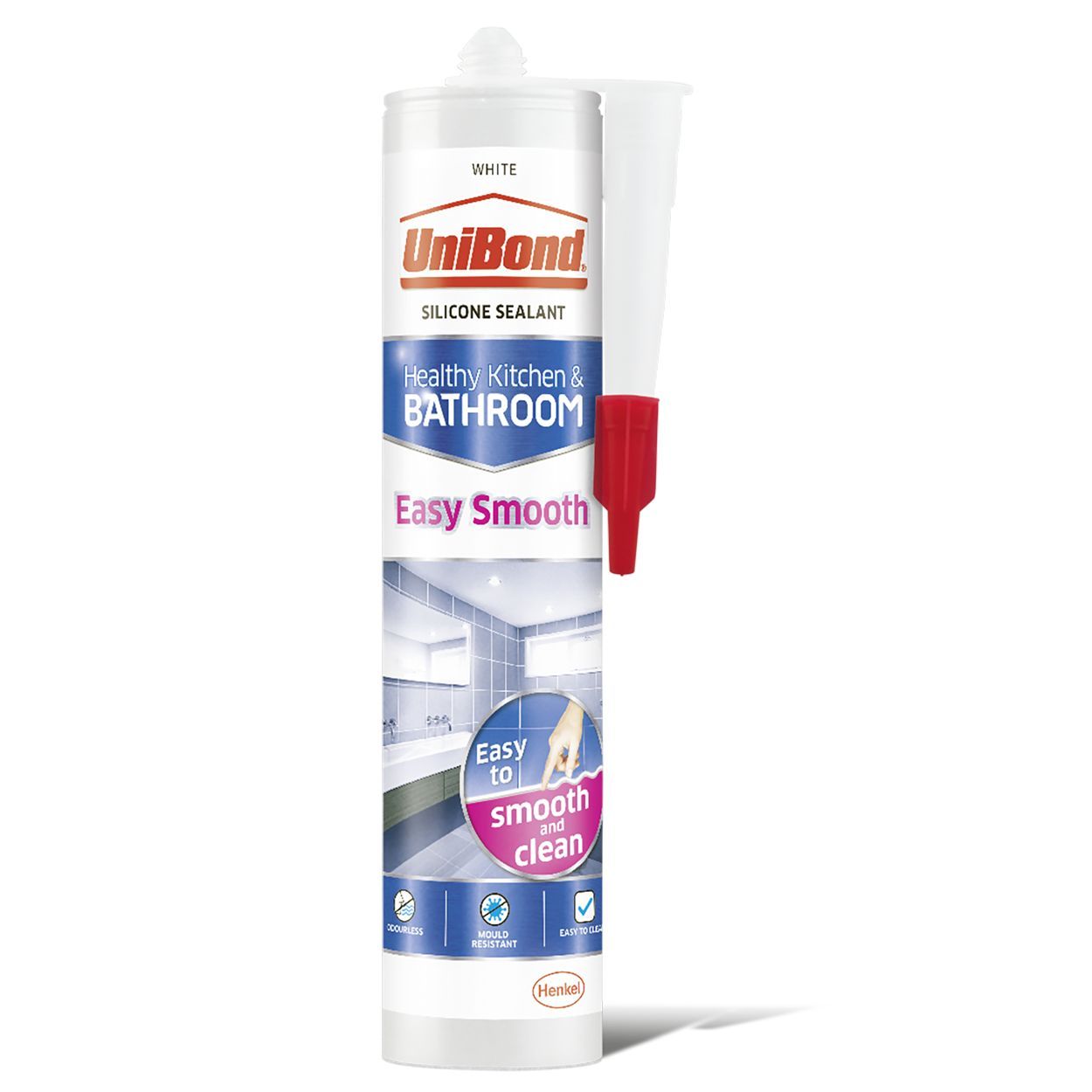 UniBond Easy Smooth Kitchen & Bathroom Sealant - White Cartridge 371g 