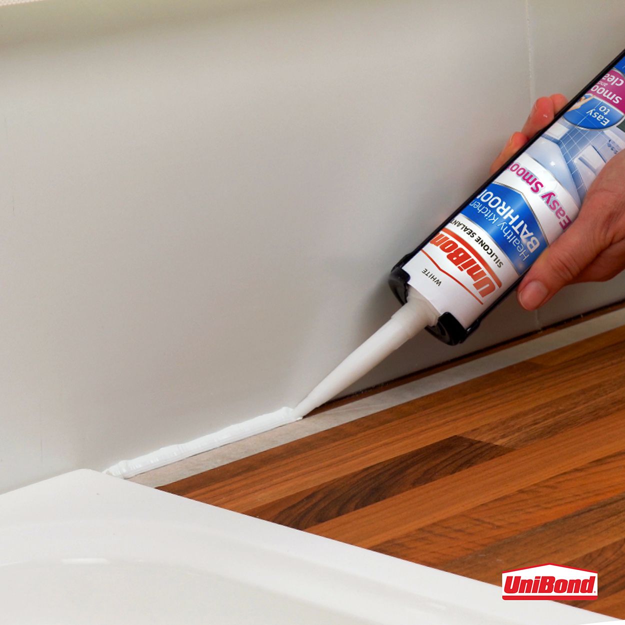 UniBond Easy Smooth Kitchen & Bathroom Sealant - White Cartridge 371g 