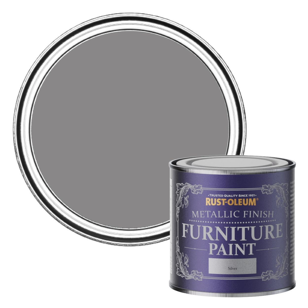 Rust-Oleum Metallic Finish 125ml Furniture Paint Silver Sum