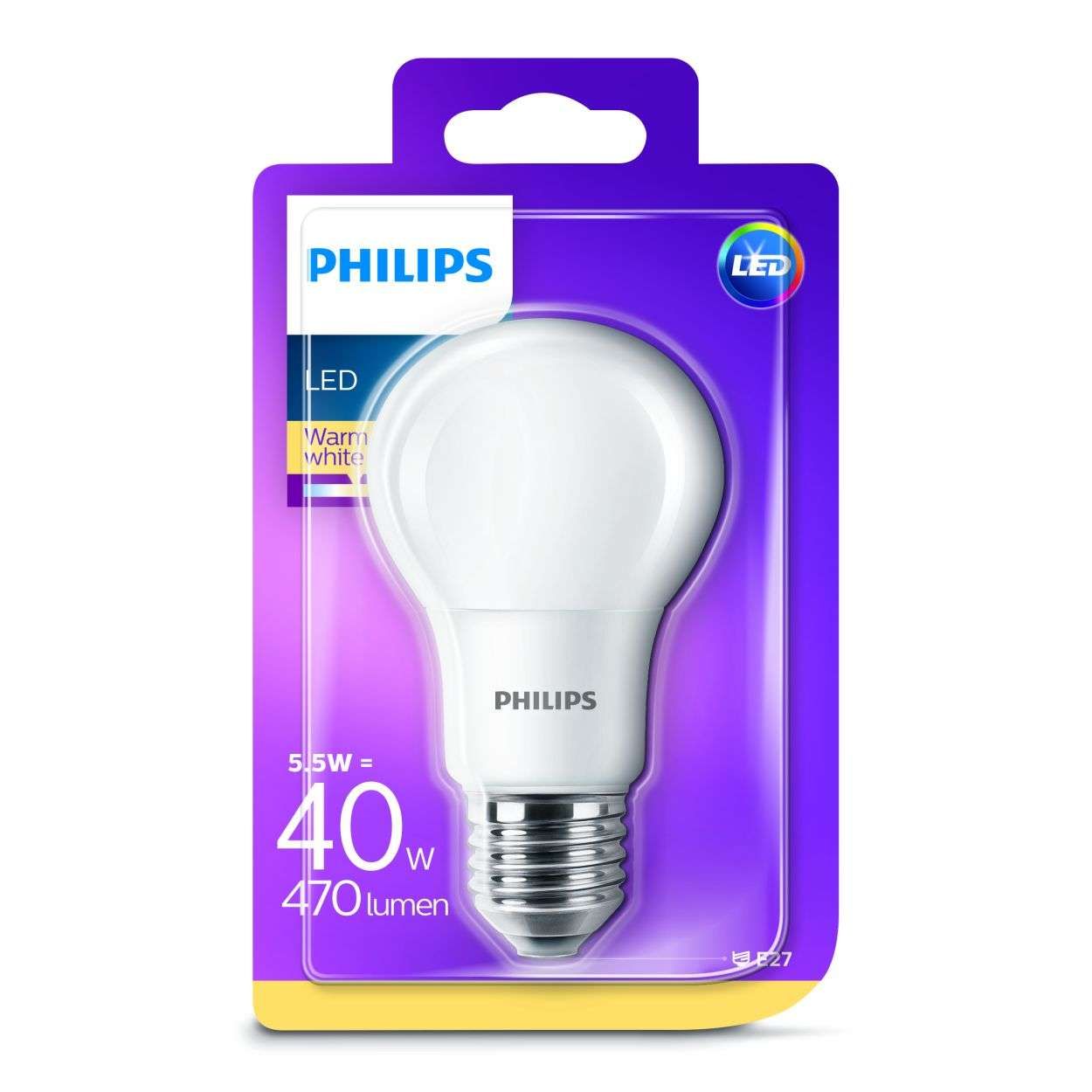 Philips LED A60 5.5W (40W) E27 Bulb Warm White Frosted