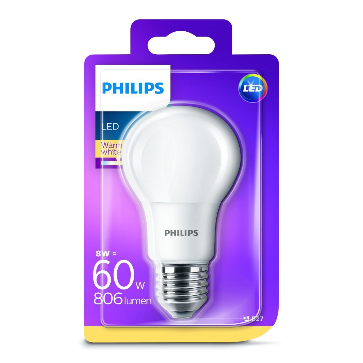 Philips LED A60 8W (60W) E27 Bulb Warm White Frosted