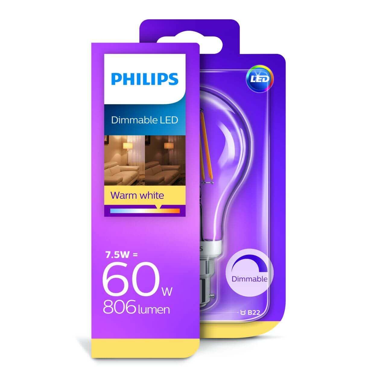 Philips LED 60W A60 B22 Warm White