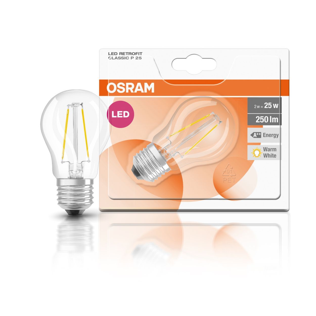 Osram 2.8w E27 LED Golf ball Filament Bulb