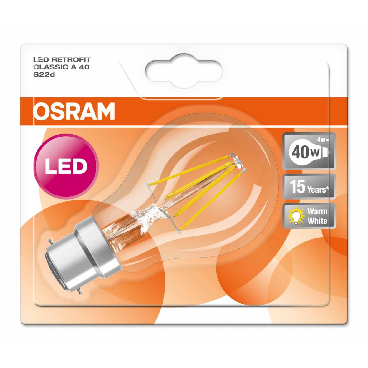 Osram 4w B22 LED GLS Filament Bulb