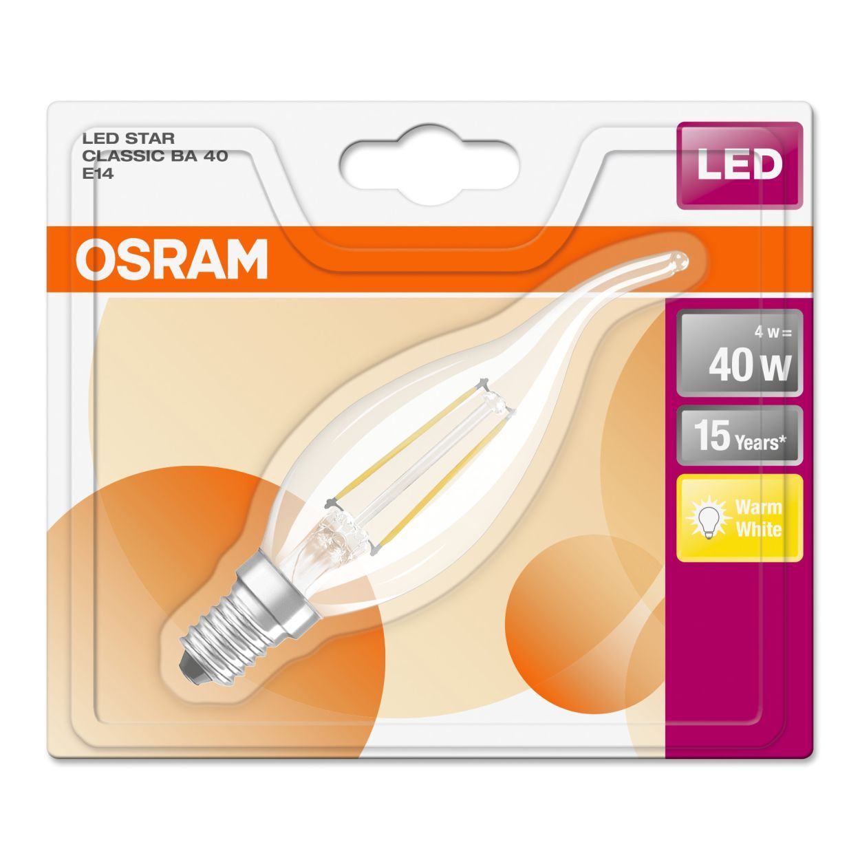 Osram 4w E14 LED Candle Filament Bulb