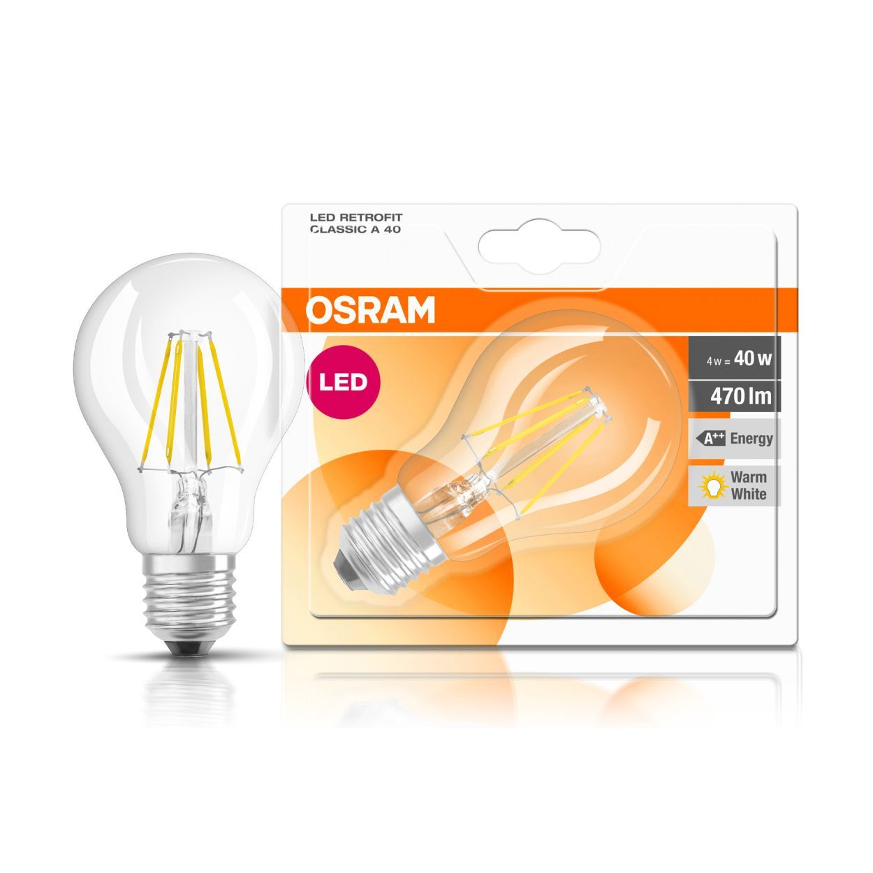 Osram 4w E27 LED GLS Filament Bulb