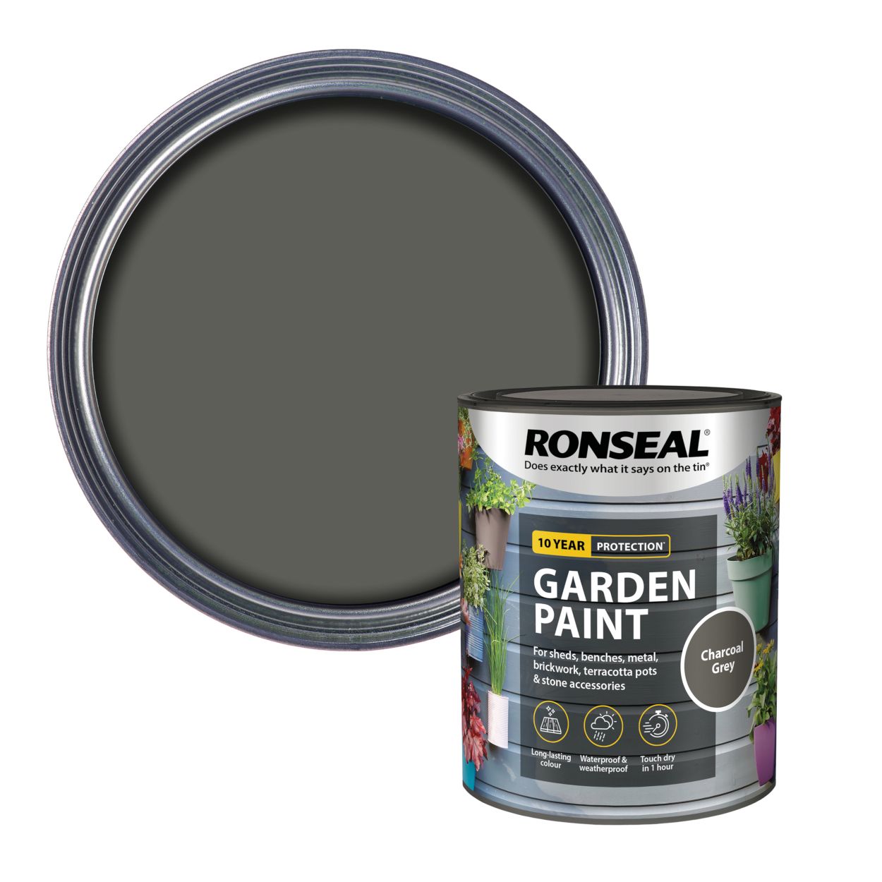Ronseal Garden Paint Charcoal Grey 750ml
