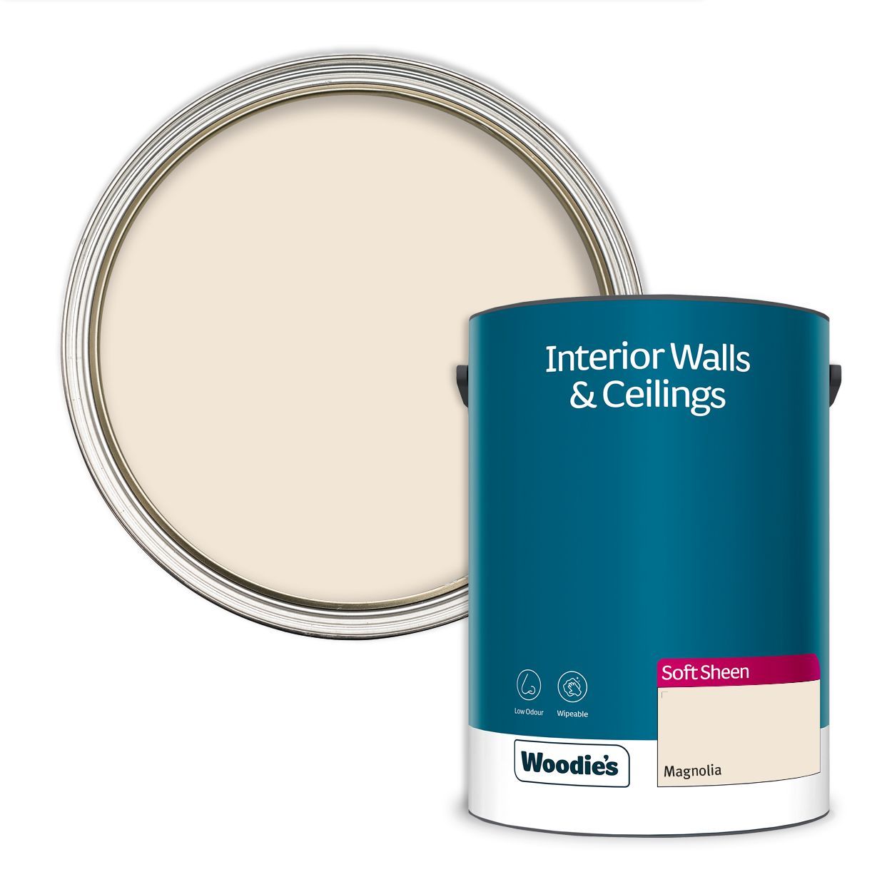 Woodie's Vinyl Soft Sheen Magnolia   5Ltr