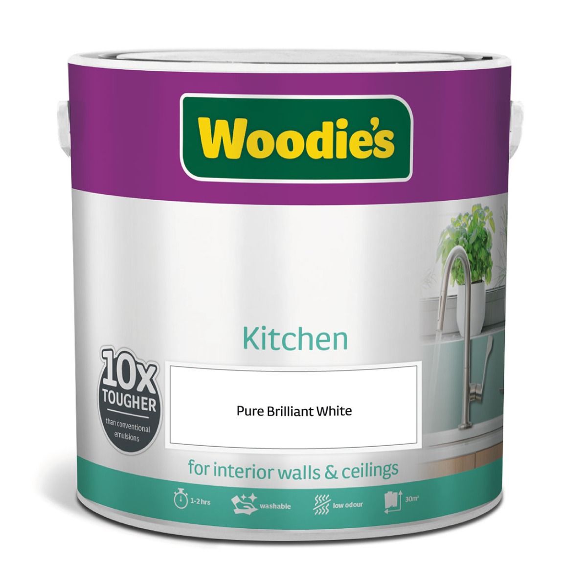 Woodie's Kitchen Paint Pure Brilliant White 2.5Ltr