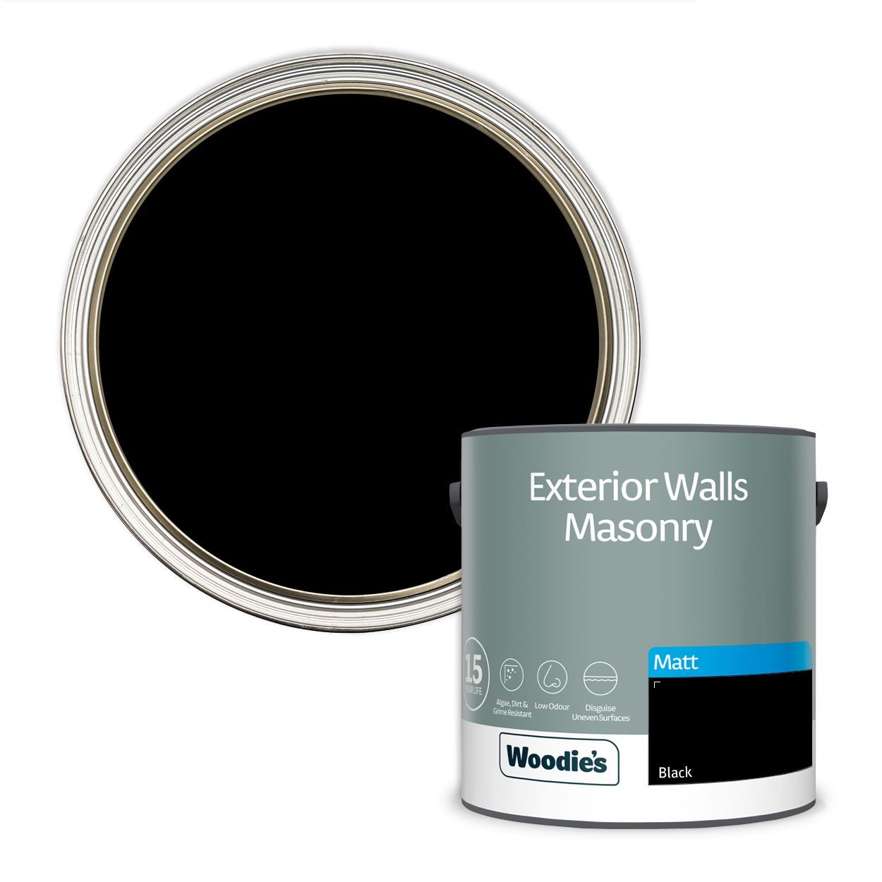 Woodie's Exterior Masonry Black   2.5Ltr