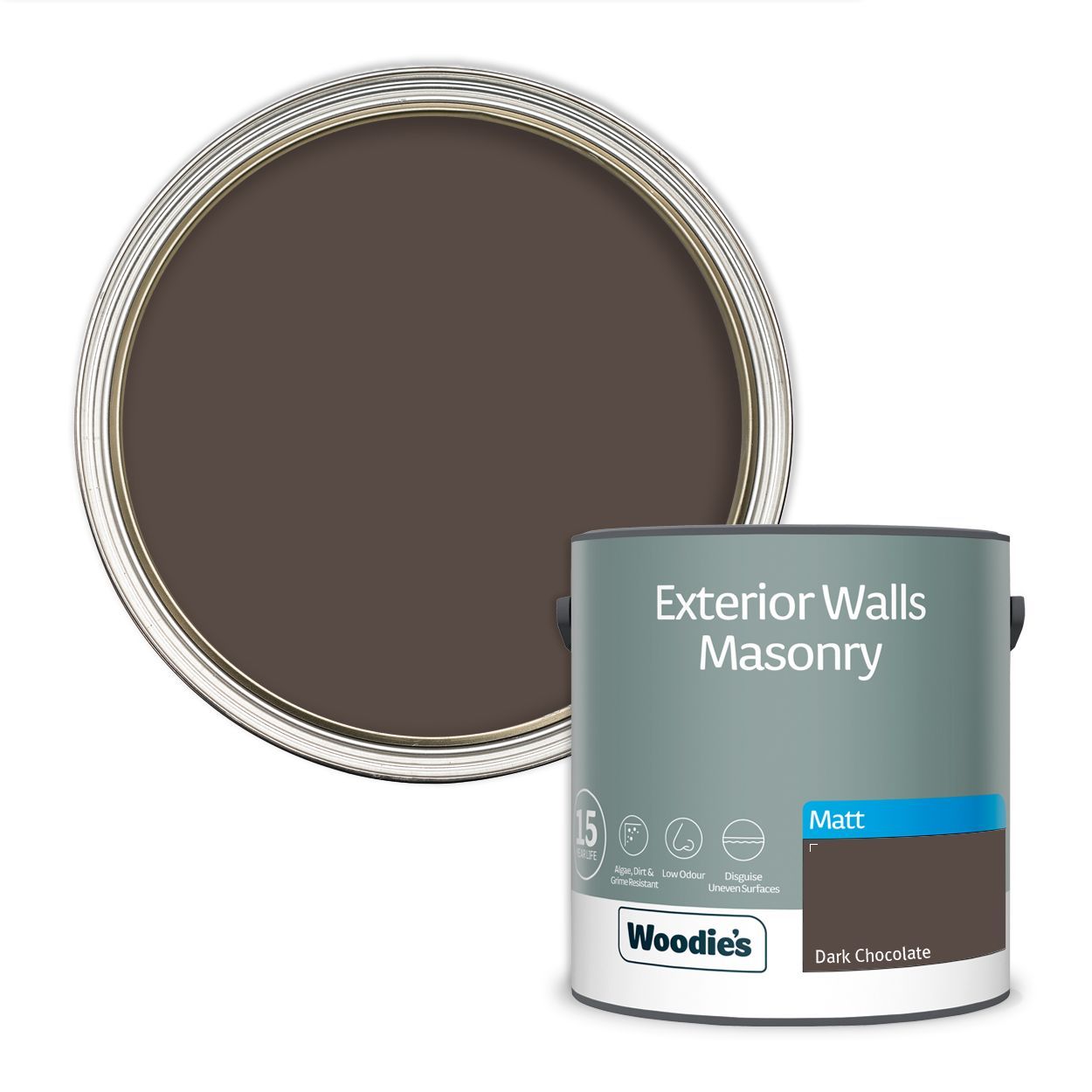 Woodie's Exterior Masonry Dark Chocolate  2.5Ltr