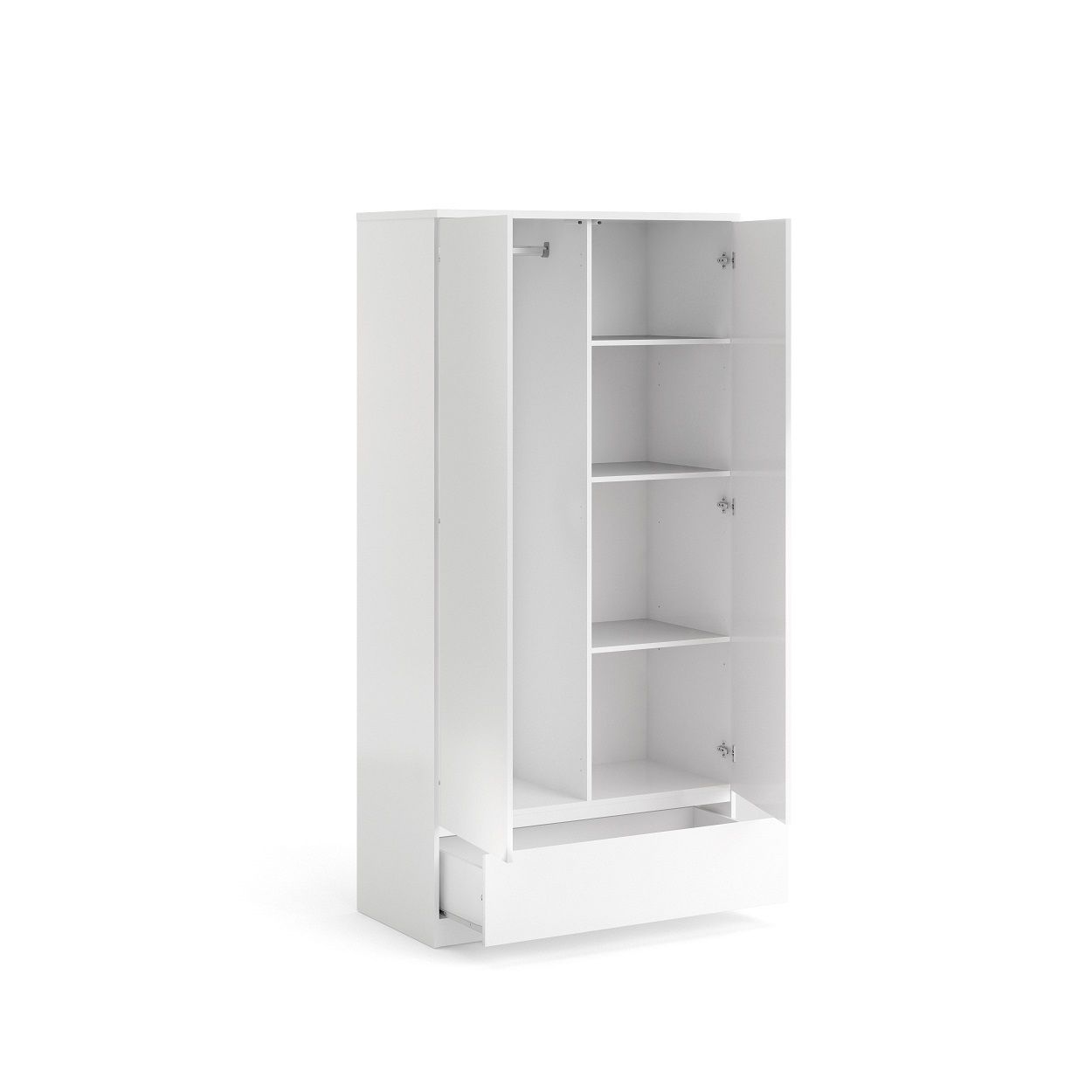 Naia 2 Door 1 Drawer White High Gloss Wardrobe