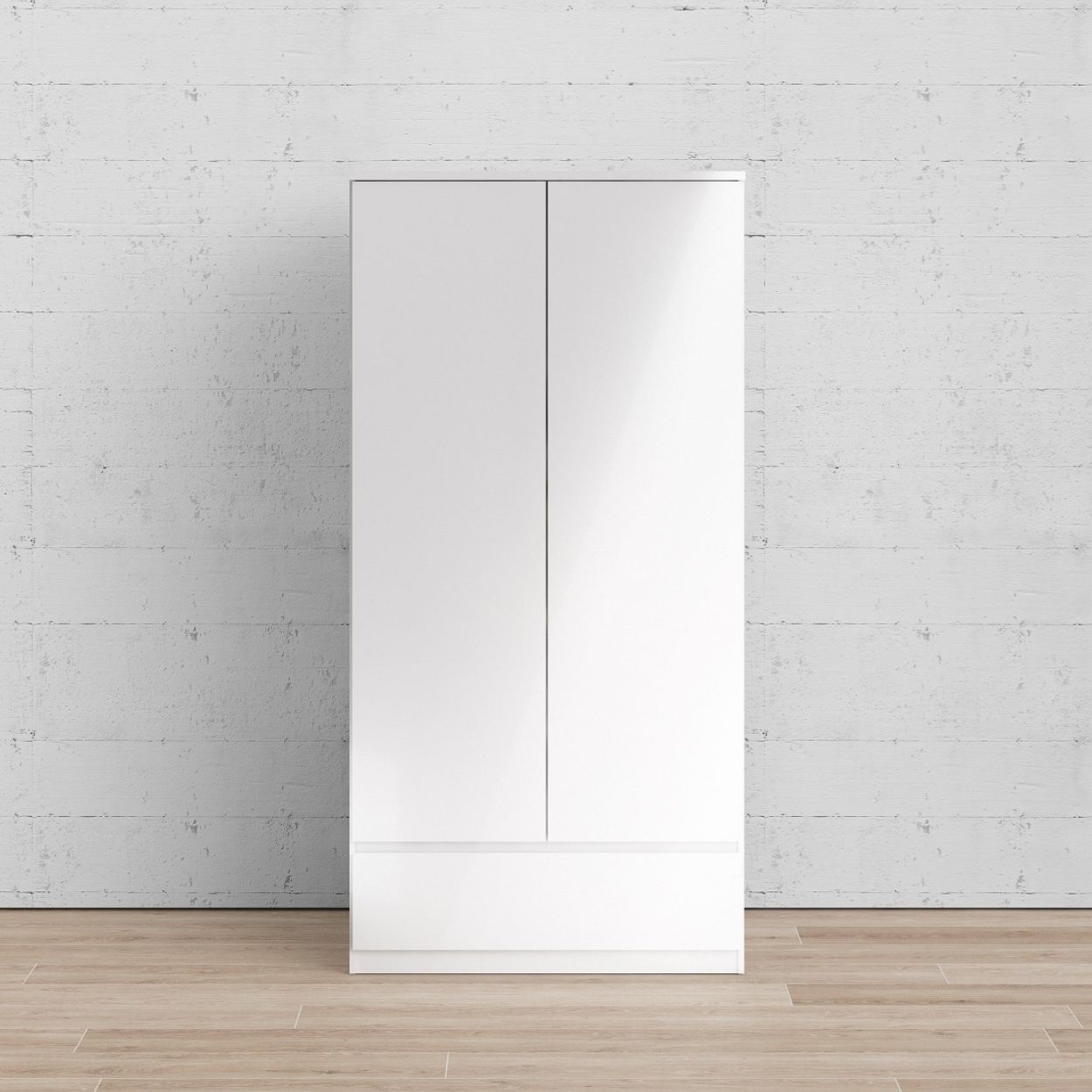 Naia 2 Door 1 Drawer White High Gloss Wardrobe