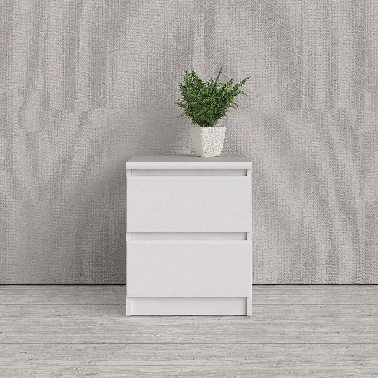 Naia 2 Drawer White High Gloss Bedside Locker
