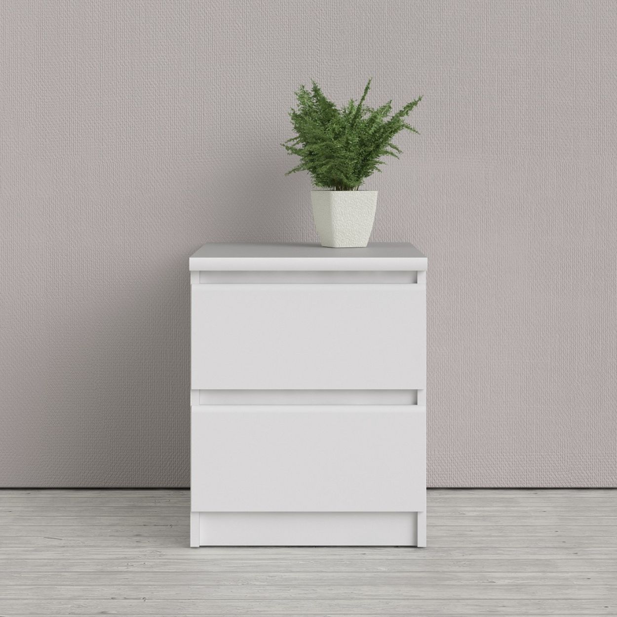 Naia 2 Drawer White High Gloss Bedside Locker