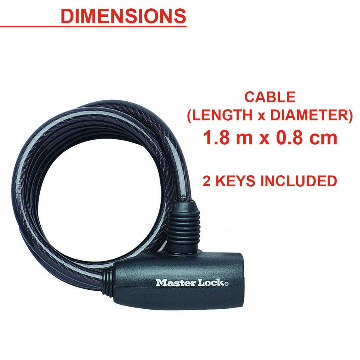 Master Lock 1.8m Keyed Bike Lock