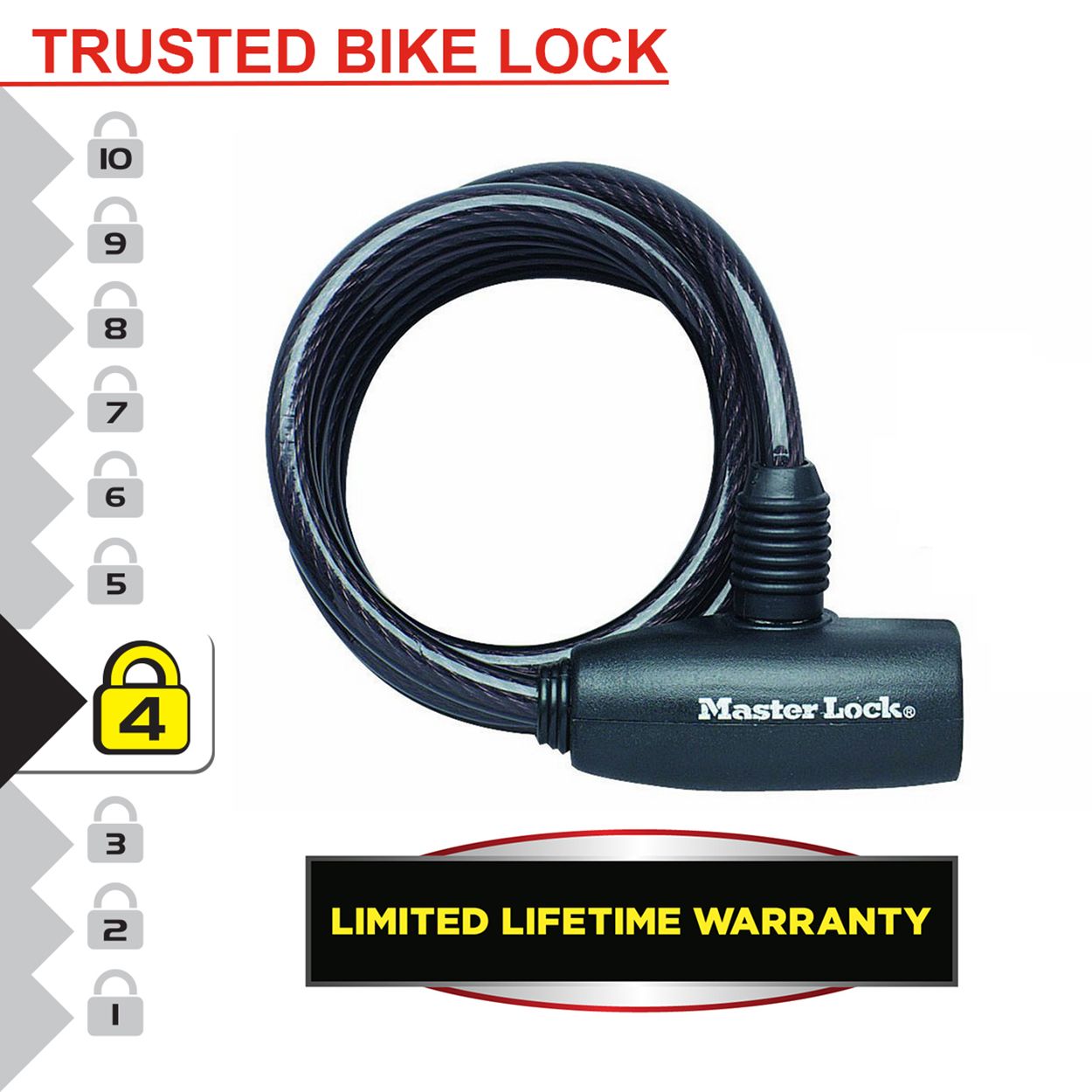 Master Lock 1.8m Keyed Bike Lock