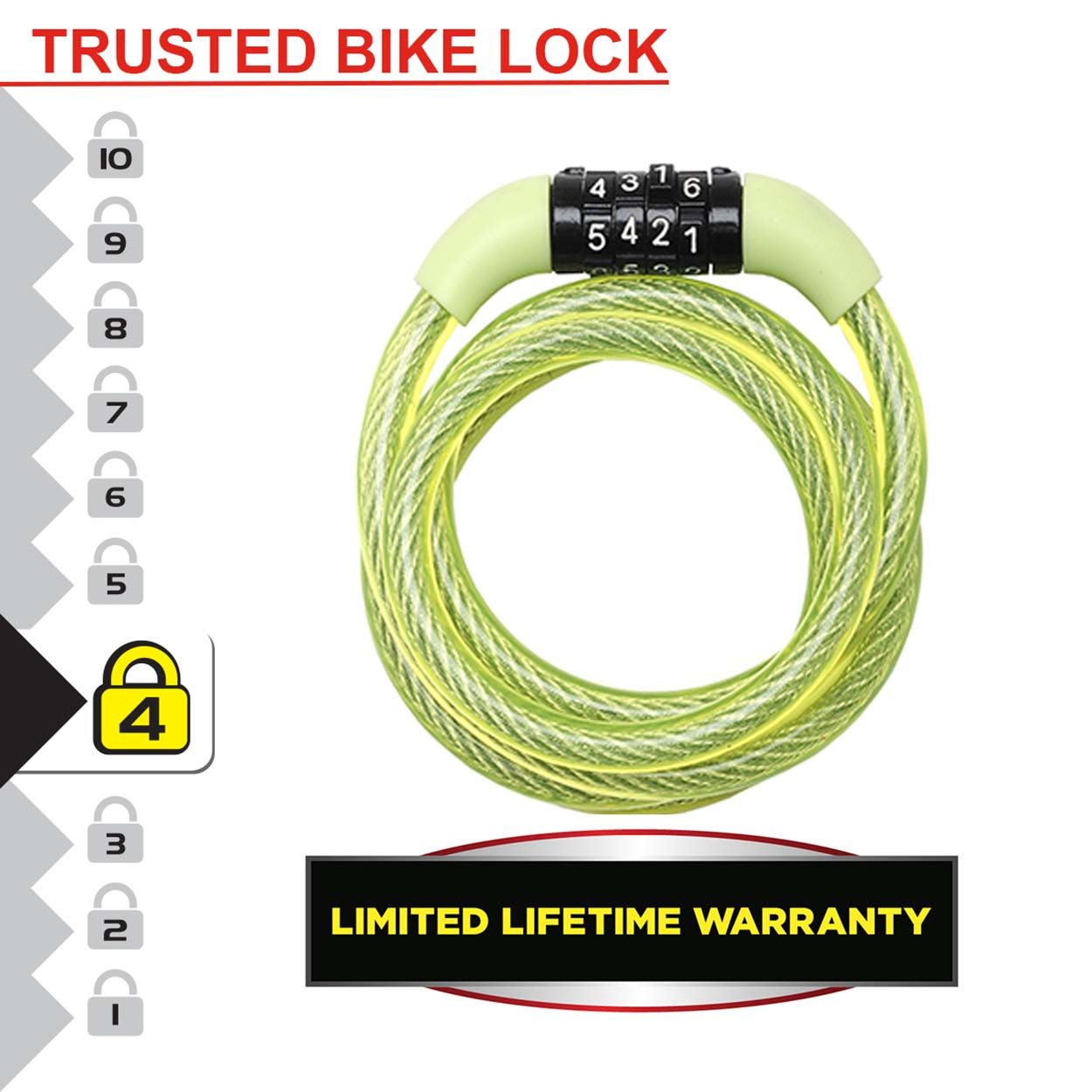 Master Lock 1.2m Combination Cable Lock - Assorted Colours