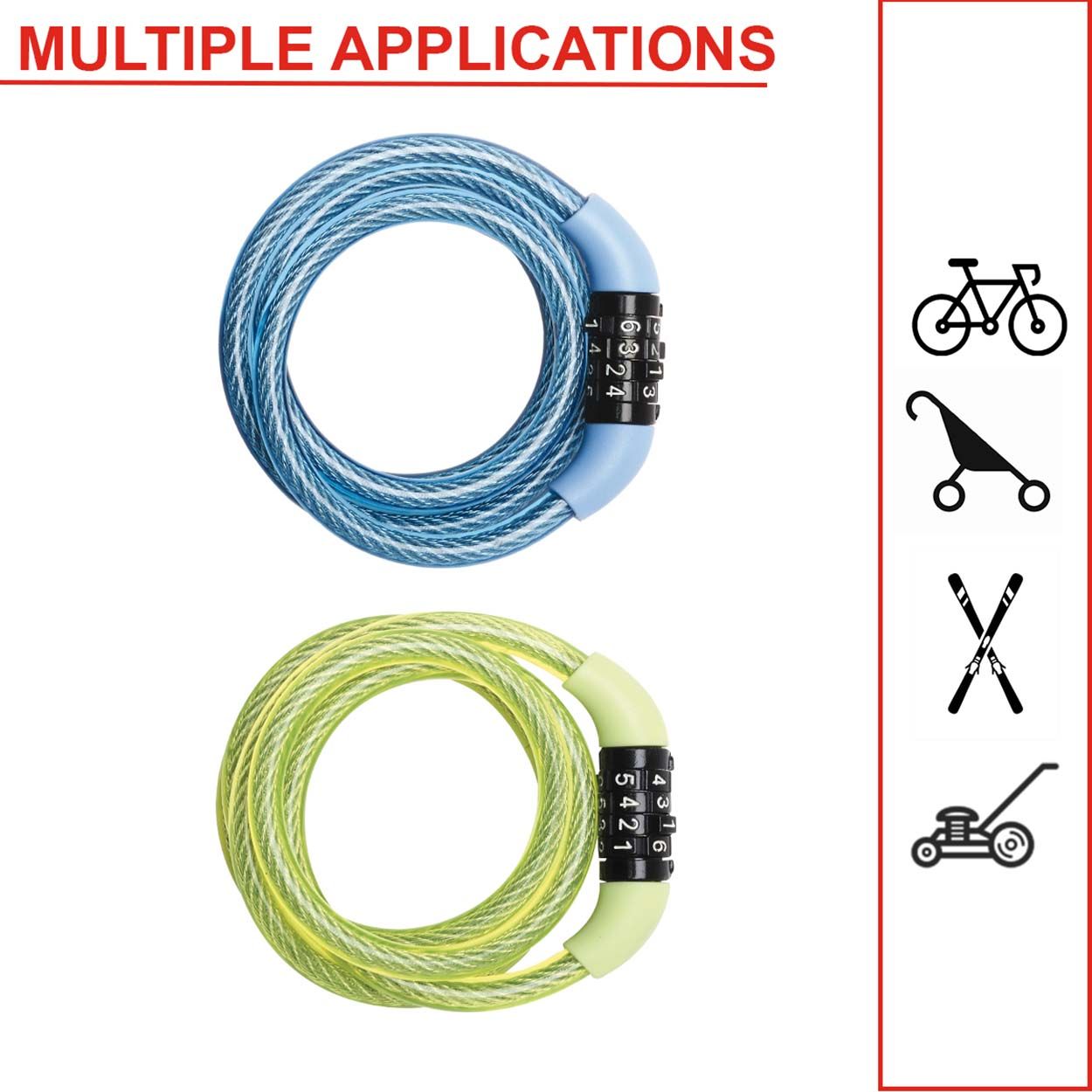 Master Lock 1.2m Combination Cable Lock - Assorted Colours