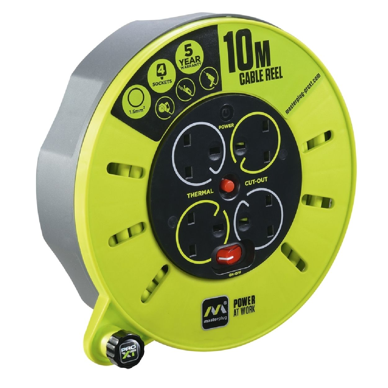 Masterplug 4 Socket 10m Cassette Reel