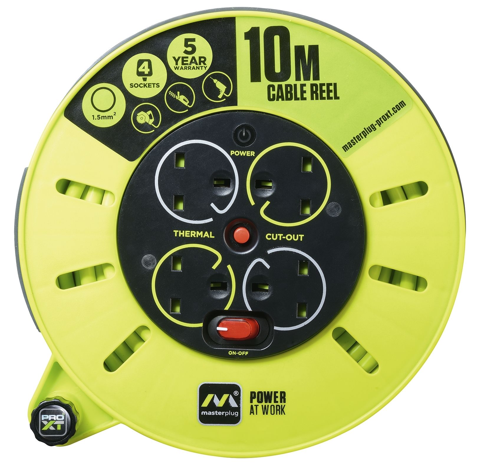 Masterplug 4 Socket 10m Cassette Reel