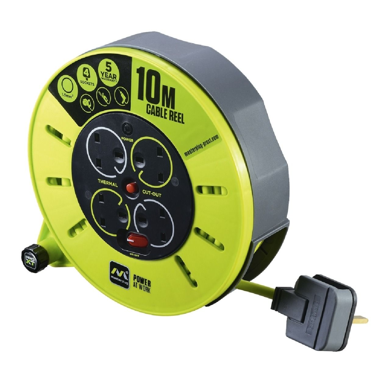 Masterplug 4 Socket 10m Cassette Reel