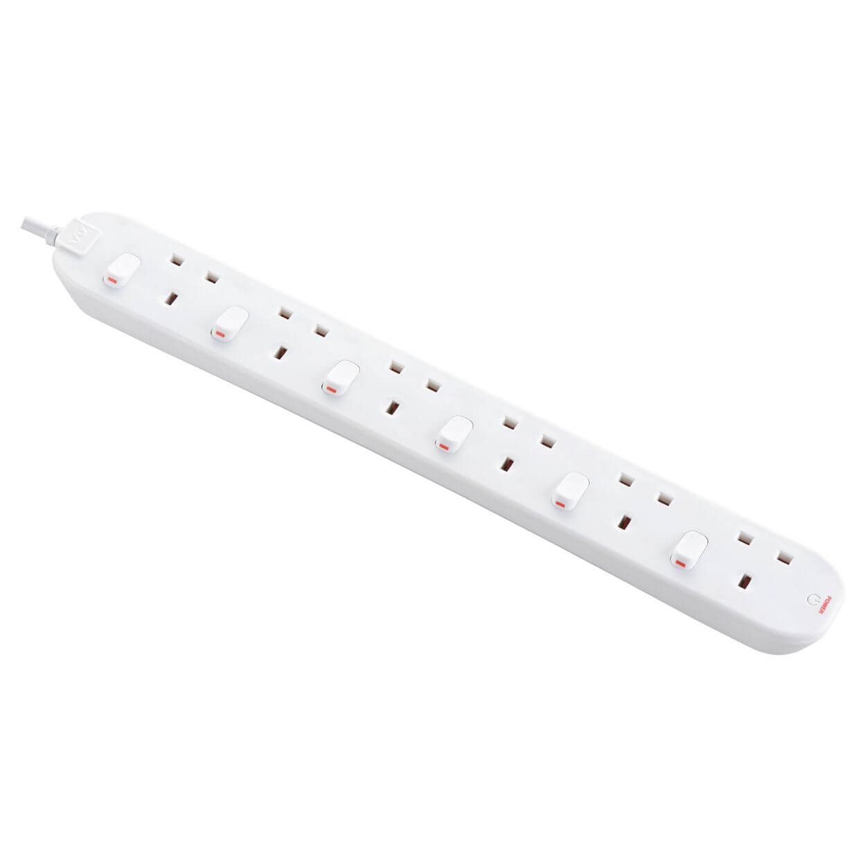 Masterplug 6 Socket 2m Switched Extension Lead