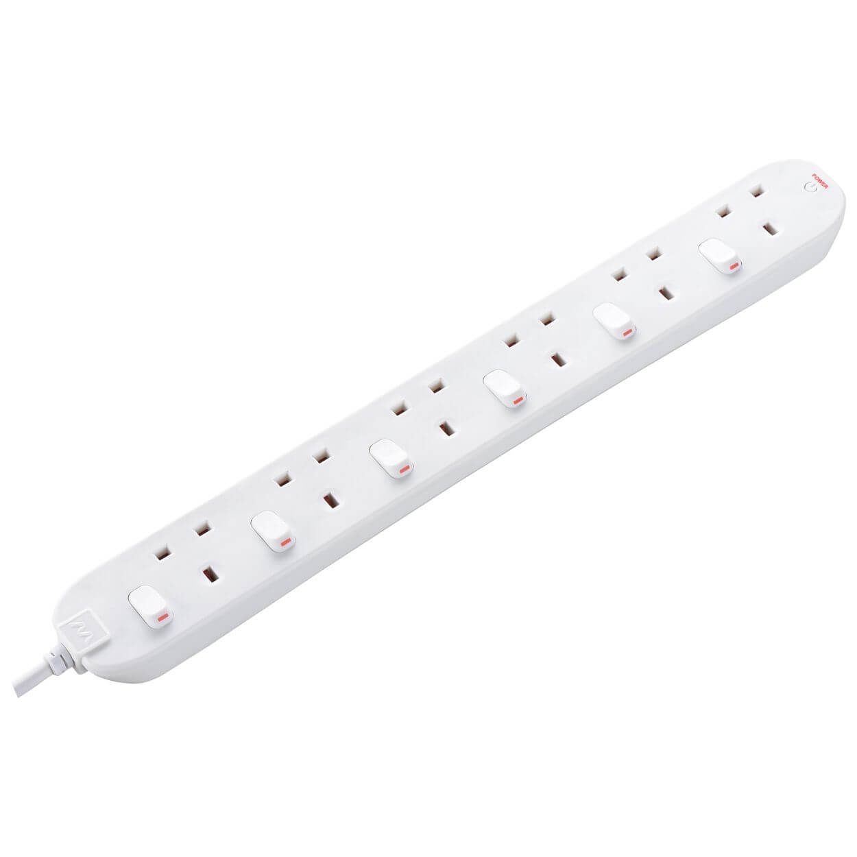 Masterplug 6 Socket 2m Switched Extension Lead
