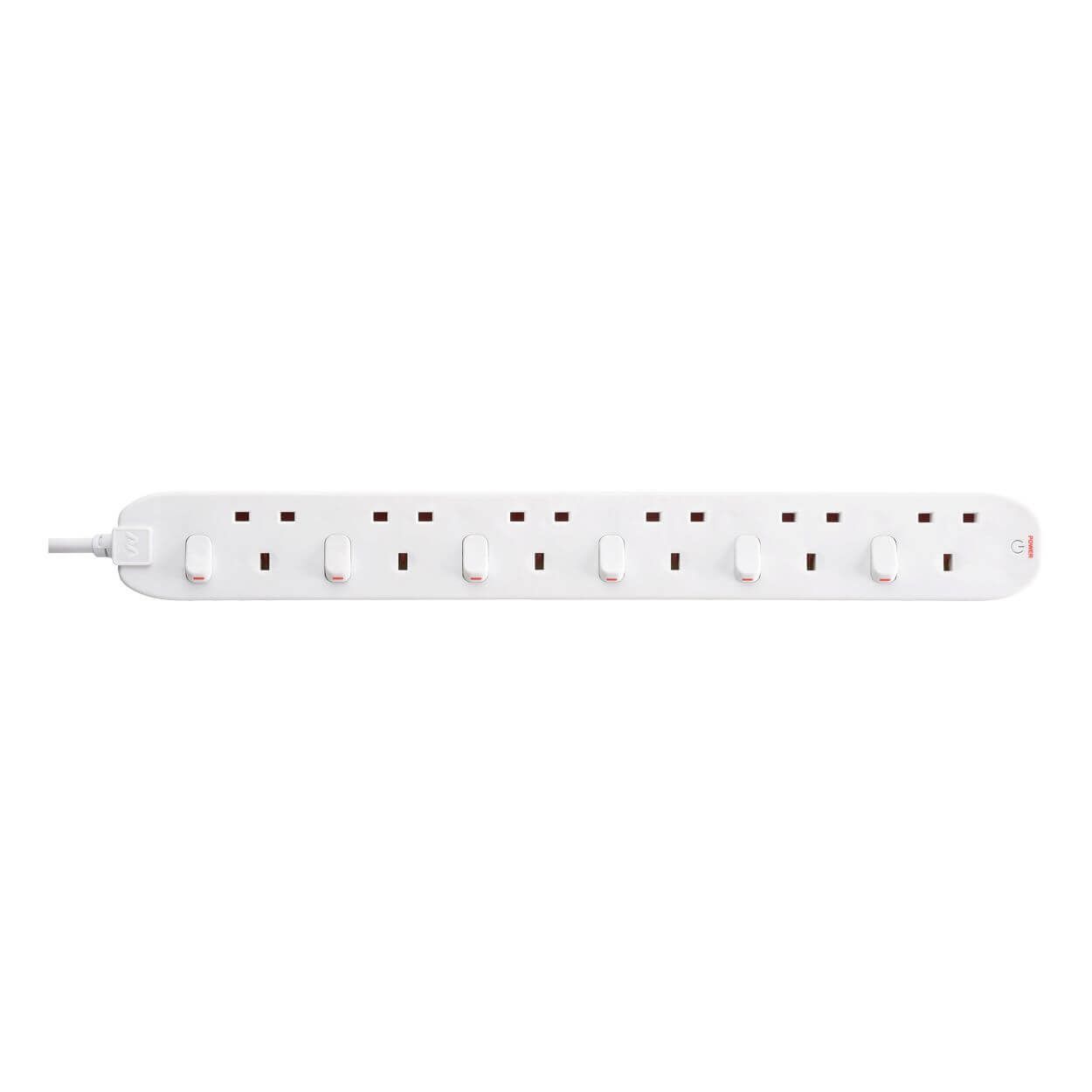 Masterplug 6 Socket 2m Switched Extension Lead