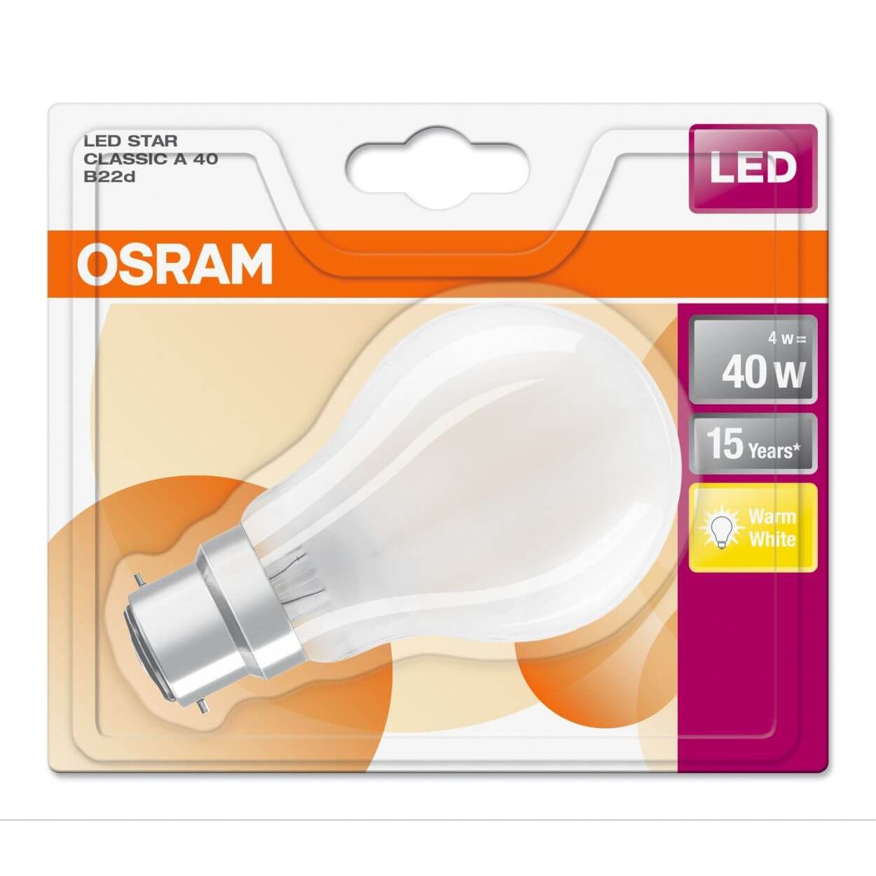 Osram 4W (40W) B22 LED GLS Lightbulb