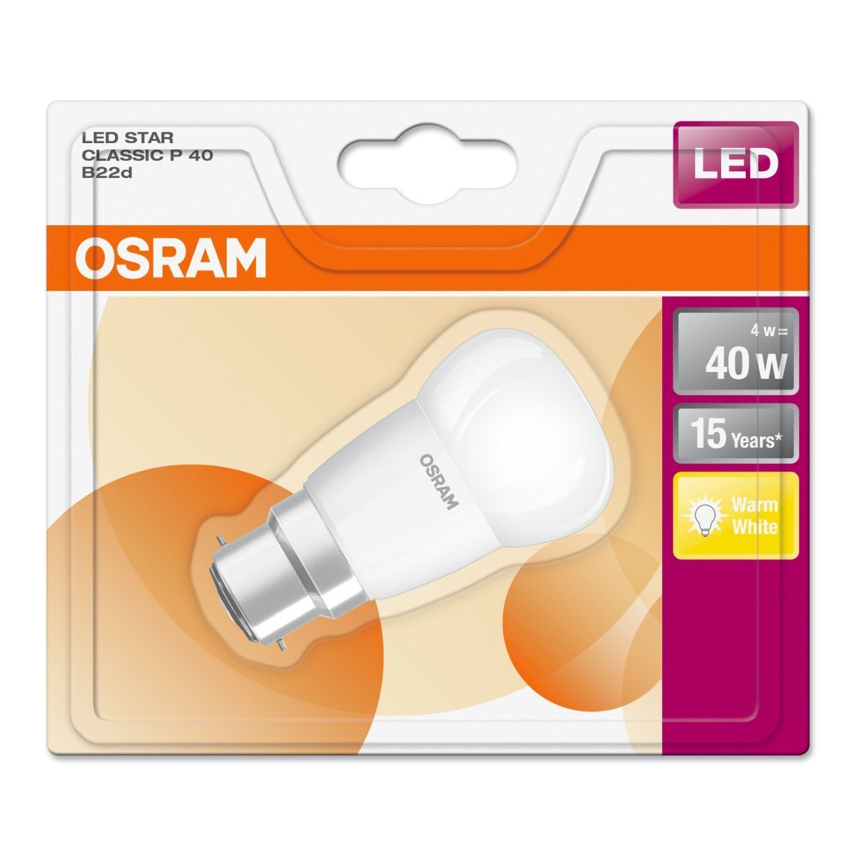 Osram 4W (40W) B22 Led G/Ball Frs Fil