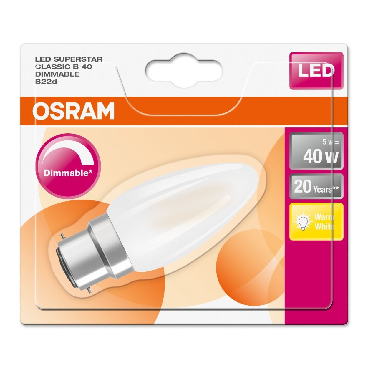 Osram 5W (40W) B22 Led Can Frs Fil Dim