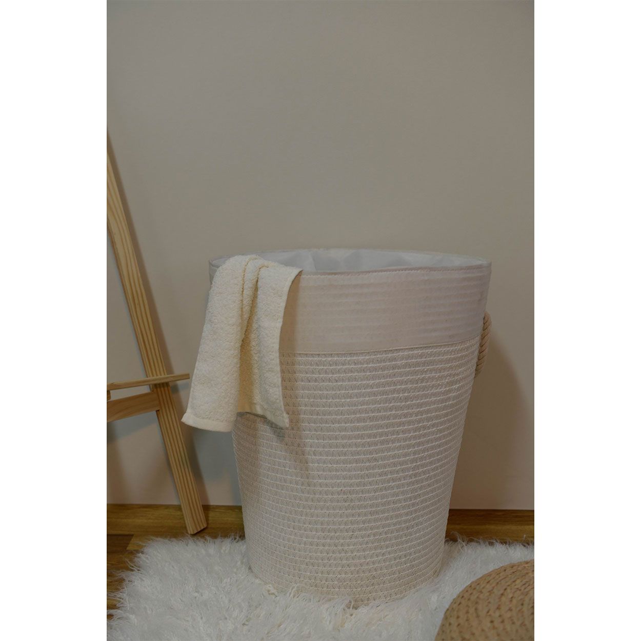 White Braid Basket Laundry