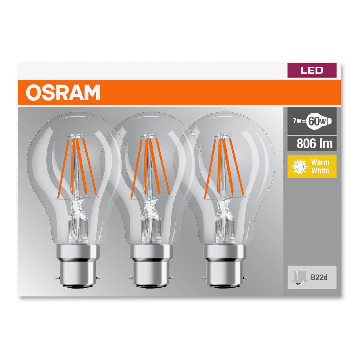 Osram Led 4W Warm White 3Pack Bulb Non Dimmable