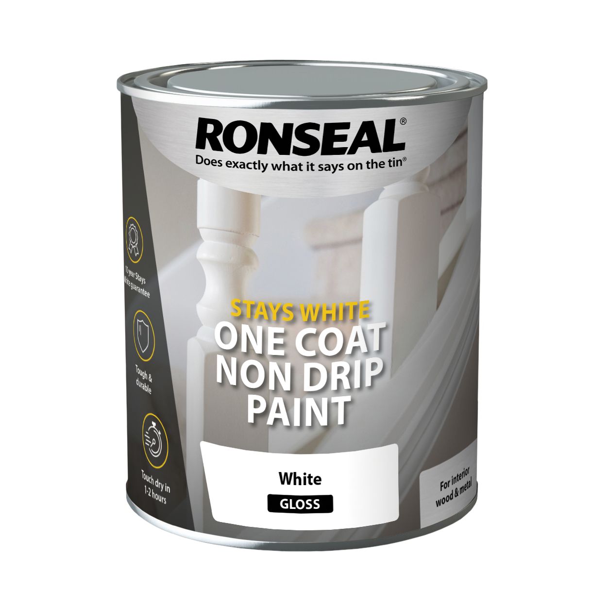 Ronseal Stays White One Coat Trim Paint Gloss 2.5L